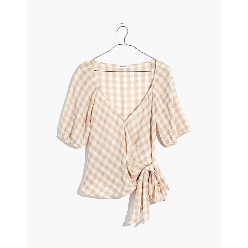 Madewell Sweetheart Wrap Top in Gingham Check